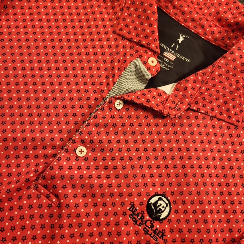 Bear Creek Golf Club Golf Polo Red Men's XXL AOP Fairway And Greene